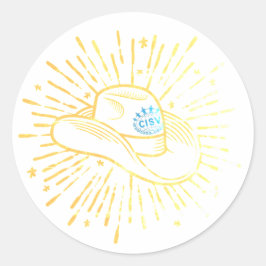 CISV Austin Yellow Cowboy Hat Runder Aufkleber