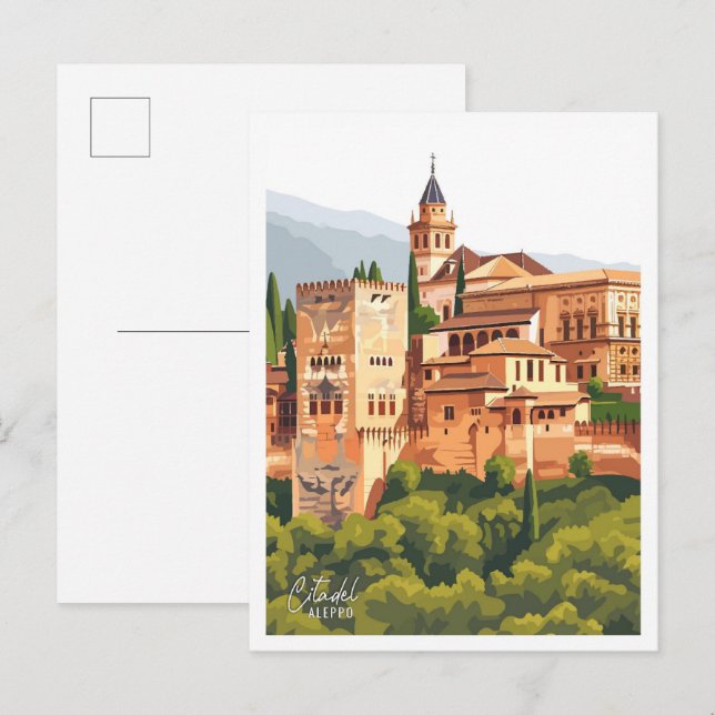 Citadel Aleppo Kunst, Dichtung und Musik Postkarte (Vorne/Hinten)