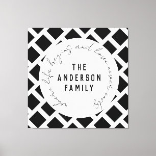 Citation Amour Famille Moderne Toile Noir et Blanc