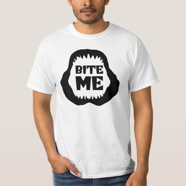 Citation Bite me - T-shirt Shark Jaws (Devant)