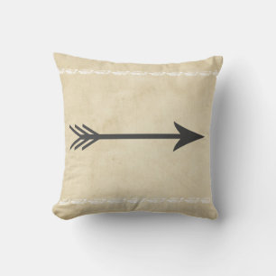 citation coussin flèche design en noir et tan