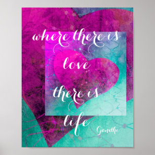 citation d'amour poster de Gandhi avec le coeur