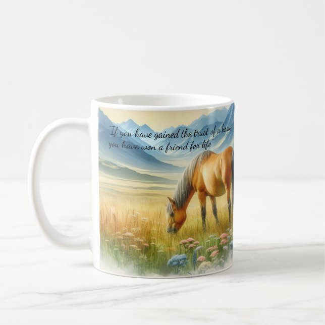 Citation de cheval Inspiré Aquarelle Café Mug (Gauche)