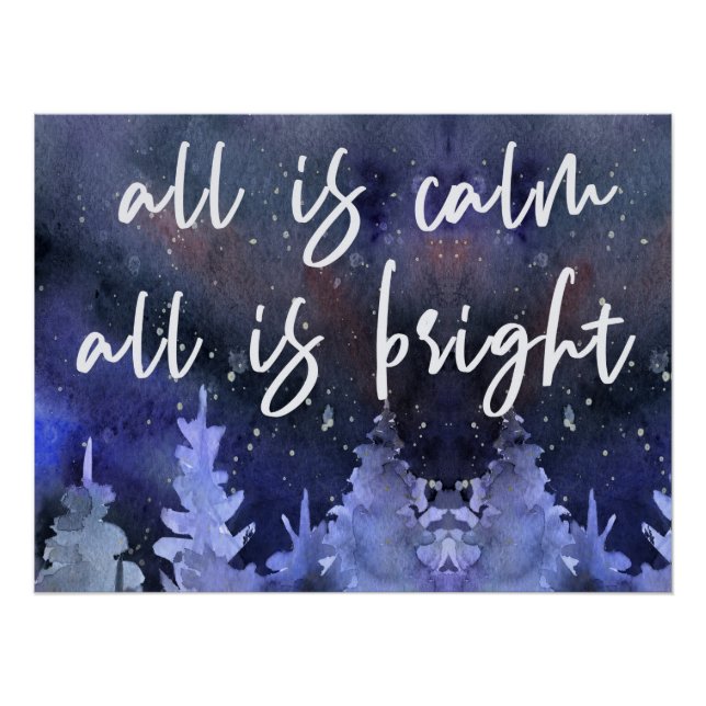 Citation de Noël Affiche des écritures bleues (Devant)