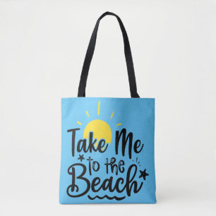 Citation de plage imprimé Sac fourre-tout bleu