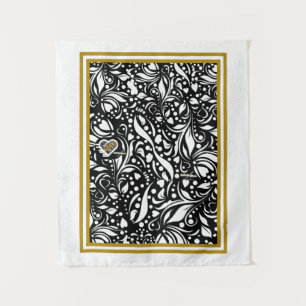 Citation de vie Tapisserie noire à motifs Paisley
