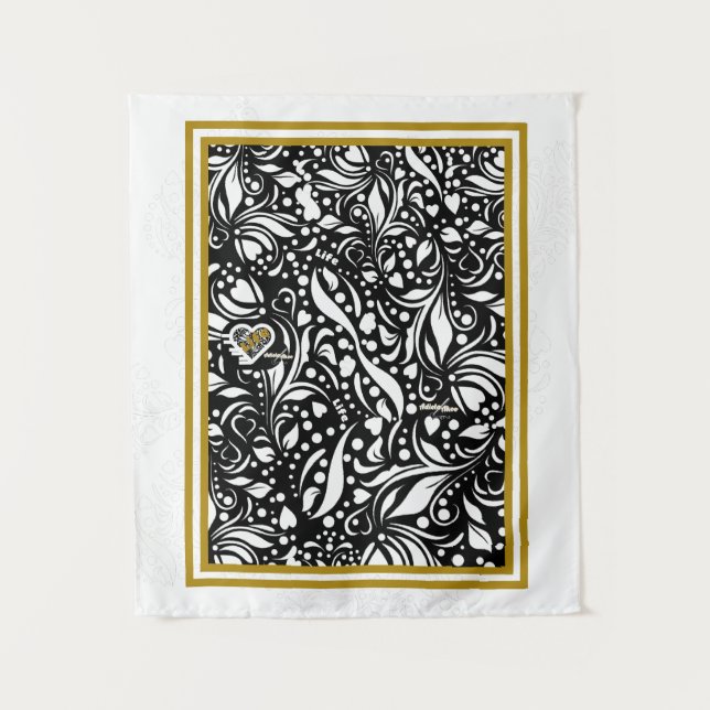 Citation de vie Tapisserie noire à motifs Paisley  (Devant)