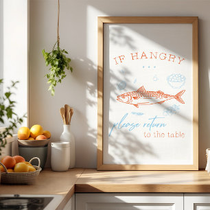 Citation drôle de poisson affamé Art de poster pou