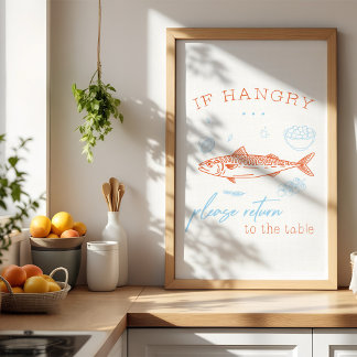 Citation drôle de poisson affamé Art de poster pou