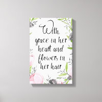 Citation inspirante impression de toile florale