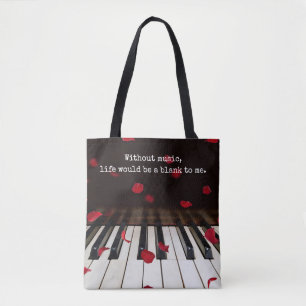 Citation musicale sur le Sac fourre-tout Piano Key