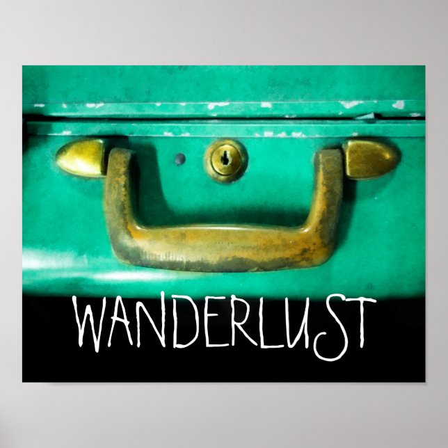 citation poster wanderlust avec valise vintage (Devant)