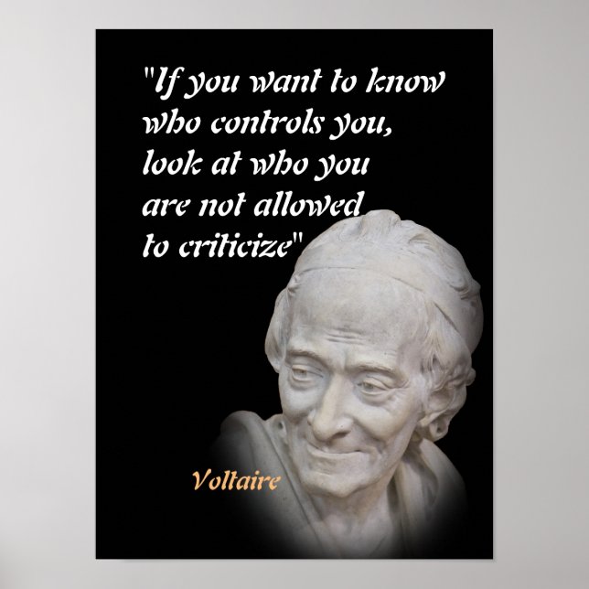 Citation Voltaire Sur Qui Vous Contrôle Poster (Devant)