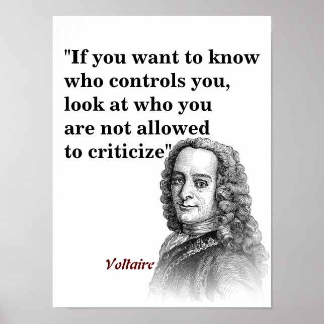 Citation Voltaire Sur Qui Vous Contrôle Poster (Devant)