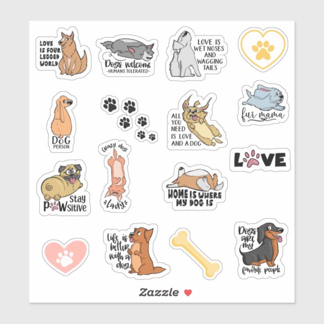 Citations de chien amusant Stickers (Feuille)
