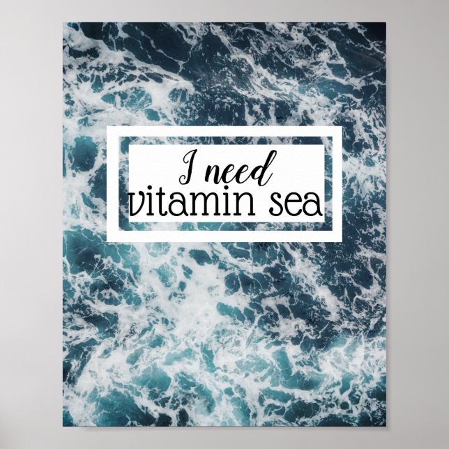 citations de vitamine mer affiche ocean wall art (Devant)