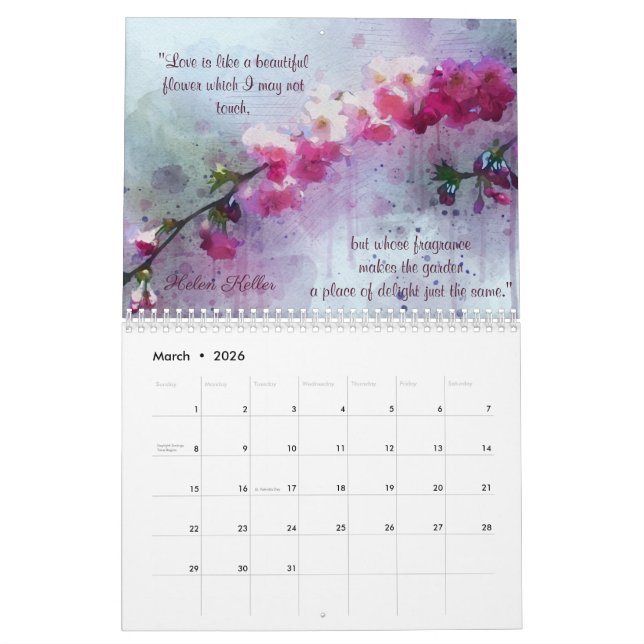 Citations Floral Love 2023 Calendrier (Mar 2026)