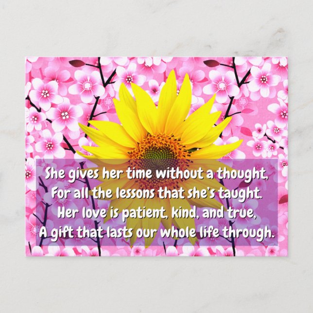Citations / Message / Poème | Carte postale Floral (Devant)