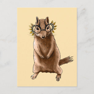Cite Chipmunk Hippie Glasses Postkarte
