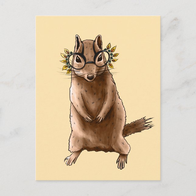 Cite Chipmunk Hippie Glasses Postkarte (Vorderseite)