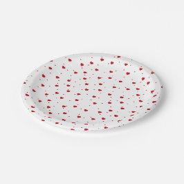 Cite Red Valentines Herzmuster Pappteller