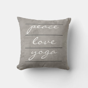 citer coussin peace love yoga sur gris