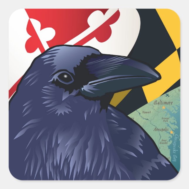Citizen Raven, Maryland's Nevermore Quadratischer Aufkleber (Vorderseite)