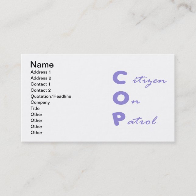 Citoyen Sur Patrol Carte de visite I (Devant)