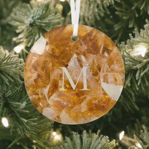 Citrine Birthstone Monogram Personalisiert Name Ornament Aus Glas