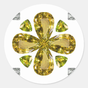 Citrine Clover Runder Aufkleber