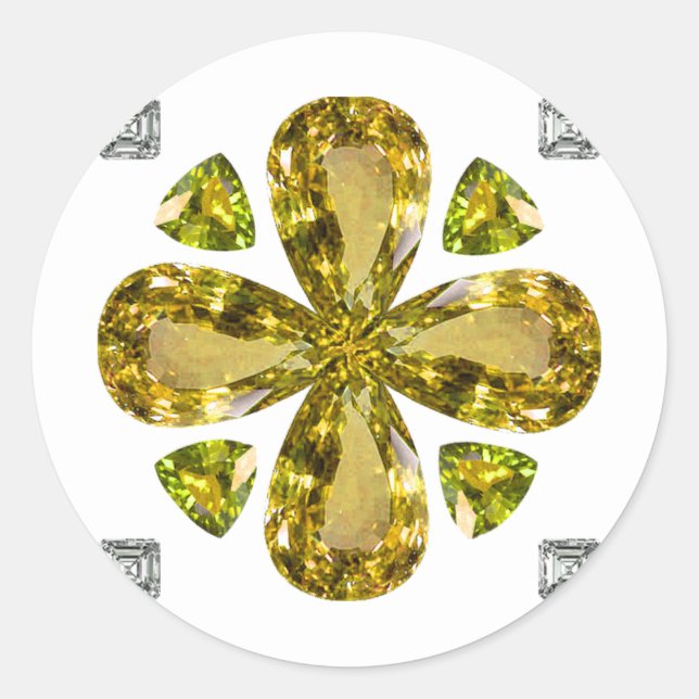 Citrine Clover Runder Aufkleber (Vorderseite)