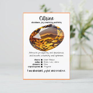 Citrine Crystal Meaning Card Einladung