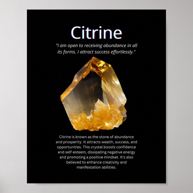 Citrine Crystal Stone Bedeutung Poster (Vorne)