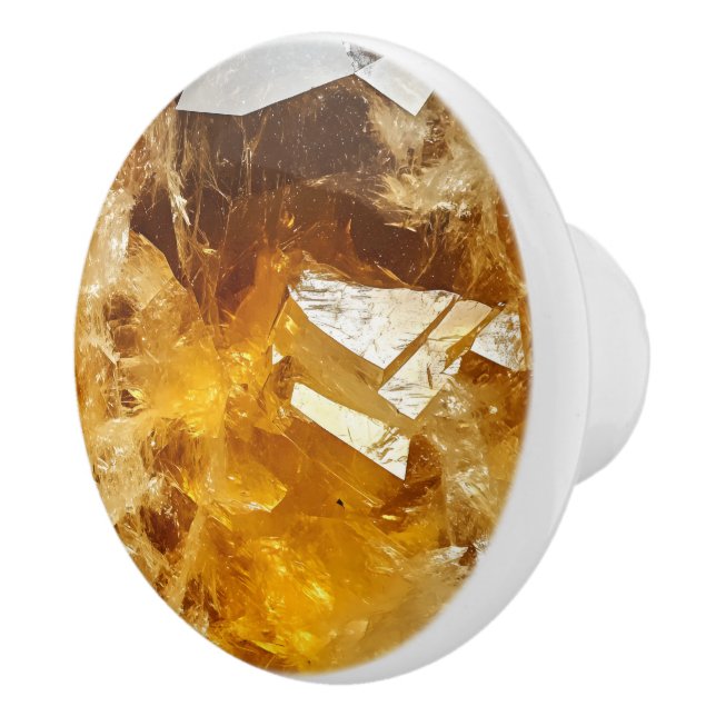 Citrine Yellow Gem Muster Keramikknauf (Rechts)
