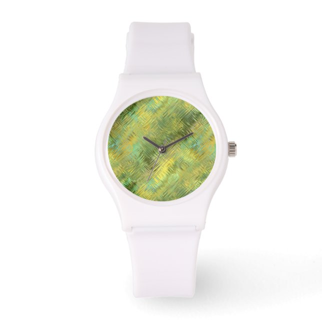 Citrine Yellow Glassy Textur Armbanduhr (Vorderseite)