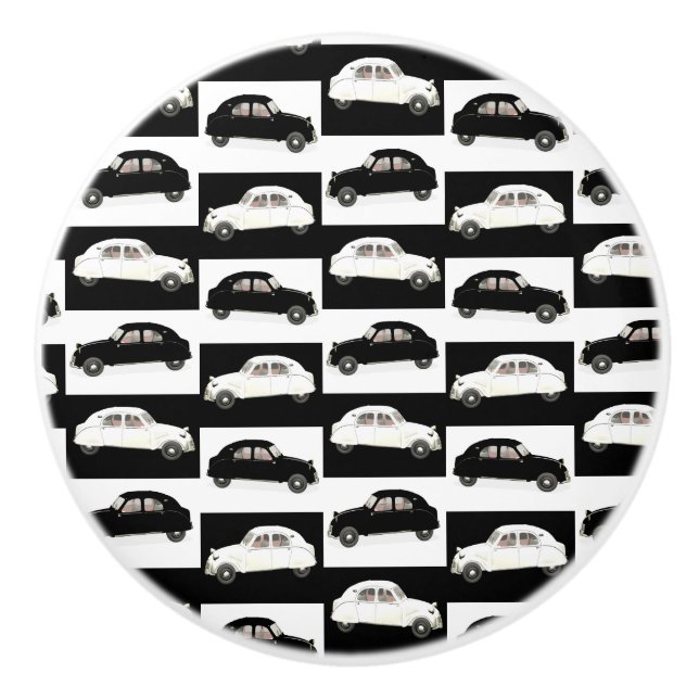 Citroen 2 CV gepolstertes Muster Keramikknauf (Vorderseite)