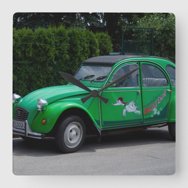 Citroen 2 CV Sauss Ente Quadratische Wanduhr (Vorderseite)