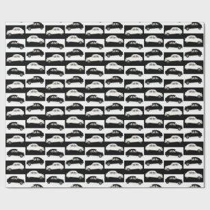 Citroen 2 CV Schwarz und Weiß Geschenkpapier