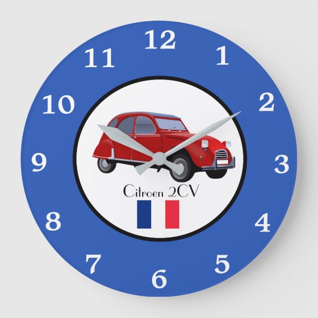 Citroen 2-CV-Wandklemme Große Wanduhr (Vorderseite)