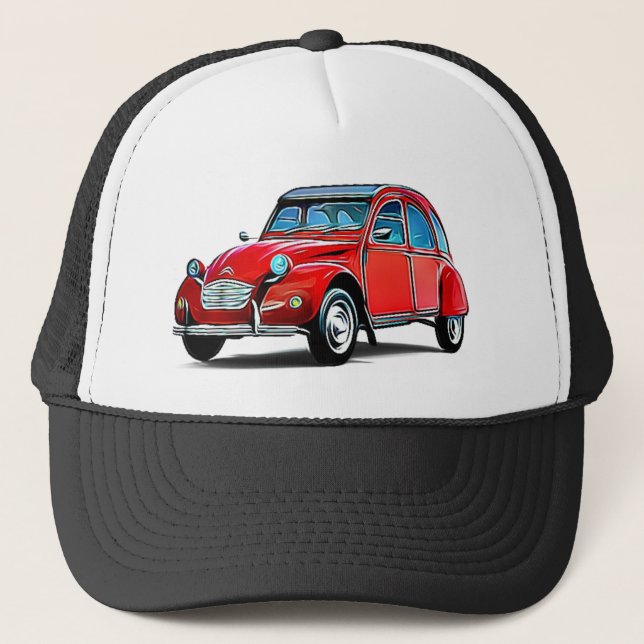 Citroen 2CV Cartoon Truckerkappe (Vorderseite)
