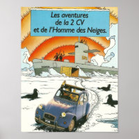 Citroen 2cv Classic poster vintage, design rétro