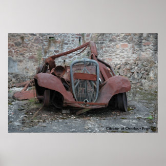 Citroen in Oradour, Frankreich Poster