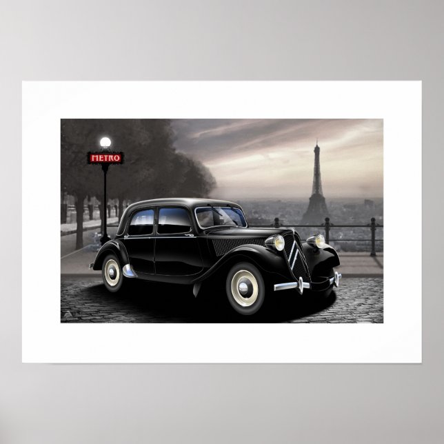 Citroen Traction Avant Poster Illustration (Vorne)