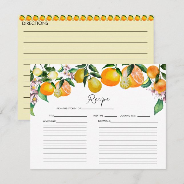 Citron | Agrumes | Carte de recette de Fête des ma (Devant / Derrière)