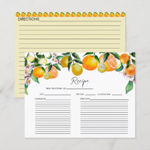 Citron Agrumes Carte de recette de Fête des ma