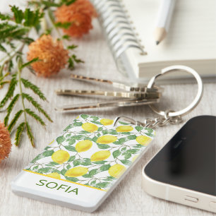 Citron aquarelle motif nom personnalisé jaune