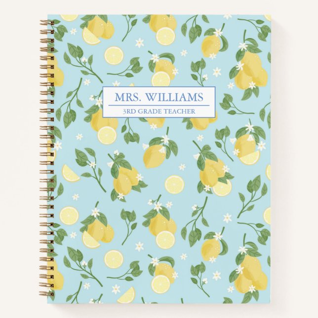Citron bleu clair Carnet spiral personnalisé (Devant)