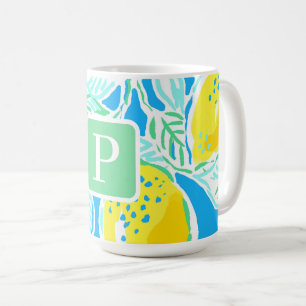 Citron bleu Preppy Premier Monogramme Café Mug