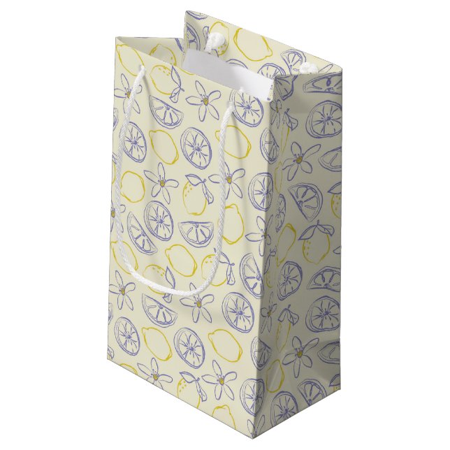 Citron Doodle Muster Geschenktasche Kleine Geschenktüte (Rückseite Schrägansicht)