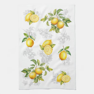 Citron & Fruit Serviette de cuisine blanc gris jau